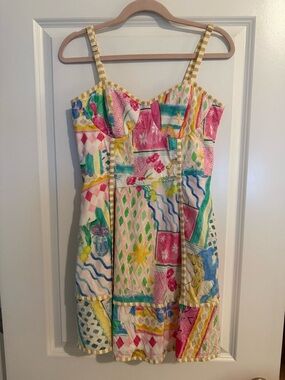 entro Girls' Patchwork Sundress - Pink, Yellow & Teal